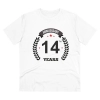 Men's PC Cotton 14th Anniversary Printed T Shirt (Color: White, Thread Count: 180GSM) Men's PC Cotton 14th Anniversary Printed T Shirt (Color: White, Thread Count: 180GSM)