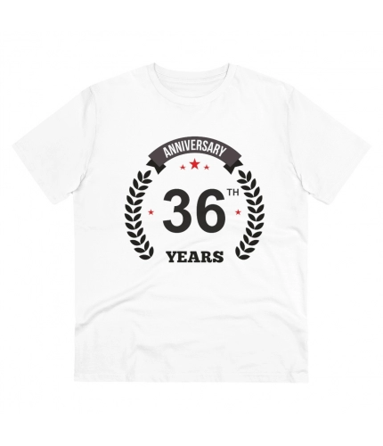 Men's PC Cotton 36th Anniversary Printed T Shirt (Color: White, Thread Count: 180GSM)
