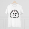 Men's PC Cotton 27th Anniversary Printed T Shirt (Color: White, Thread Count: 180GSM) Men's PC Cotton 27th Anniversary Printed T Shirt (Color: White, Thread Count: 180GSM)
