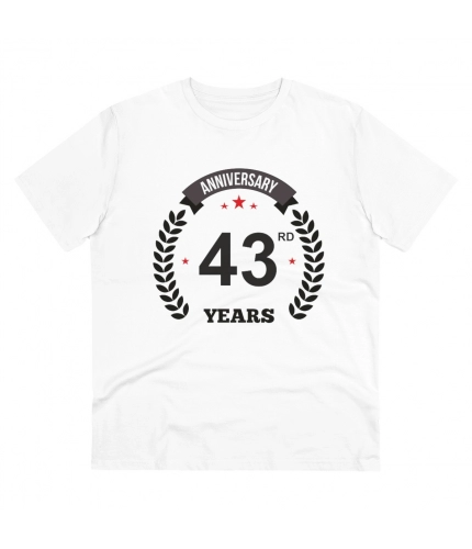 Men's PC Cotton 43rd Anniversary Printed T Shirt (Color: White, Thread Count: 180GSM)