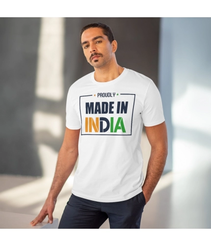 Men's PC Cotton Made In India Printed T Shirt (Color: White, Thread Count: 180GSM) Men's PC Cotton Made In India Printed T Shirt (Color: White, Thread Count: 180GSM)