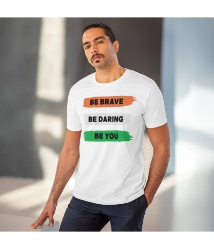 Men's PC Cotton Be Brave Be You Printed T Shirt (Color: White, Thread Count: 180GSM) Men's PC Cotton Be Brave Be You Printed T Shirt (Color: White, Thread Count: 180GSM)