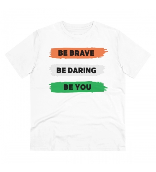 Men's PC Cotton Be Brave Be You Printed T Shirt (Color: White, Thread Count: 180GSM)