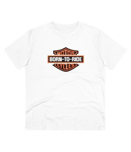Men's PC Cotton Bike Ride Design Printed T Shirt (Color: White, Thread Count: 180GSM)