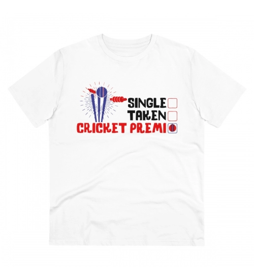 Men's PC Cotton Cricket Design Printed T Shirt (Color: White, Thread Count: 180GSM)