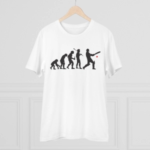 Generic Men's PC Cotton Cricket Design Printed T Shirt (Color: White, Thread Count: 180GSM)