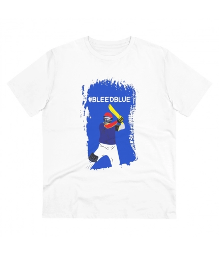 Men's PC Cotton Cricket Design Printed T Shirt (Color: White, Thread Count: 180GSM)