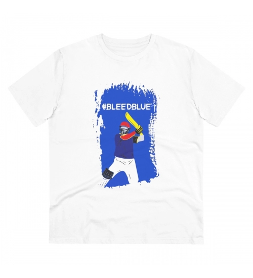 Men's PC Cotton Cricket Design Printed T Shirt (Color: White, Thread Count: 180GSM)