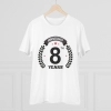 Men's PC Cotton 8th Anniversary Printed T Shirt (Color: White, Thread Count: 180GSM) Men's PC Cotton 8th Anniversary Printed T Shirt (Color: White, Thread Count: 180GSM)
