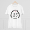 Men's PC Cotton 23rd Anniversary Printed T Shirt (Color: White, Thread Count: 180GSM) Men's PC Cotton 23rd Anniversary Printed T Shirt (Color: White, Thread Count: 180GSM)