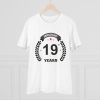 Men's PC Cotton 19th Anniversary Printed T Shirt (Color: White, Thread Count: 180GSM) Men's PC Cotton 19th Anniversary Printed T Shirt (Color: White, Thread Count: 180GSM)