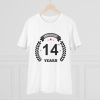 Men's PC Cotton 14th Anniversary Printed T Shirt (Color: White, Thread Count: 180GSM) Men's PC Cotton 14th Anniversary Printed T Shirt (Color: White, Thread Count: 180GSM)