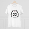 Men's PC Cotton 33rd Anniversary Printed T Shirt (Color: White, Thread Count: 180GSM)