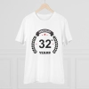 Men's PC Cotton 32nd Anniversary Printed T Shirt (Color: White, Thread Count: 180GSM) Men's PC Cotton 32nd Anniversary Printed T Shirt (Color: White, Thread Count: 180GSM)