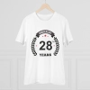 Men's PC Cotton 28th Anniversary Printed T Shirt (Color: White, Thread Count: 180GSM) Men's PC Cotton 28th Anniversary Printed T Shirt (Color: White, Thread Count: 180GSM)