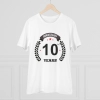 Men's PC Cotton 10th Anniversary Printed T Shirt (Color: White, Thread Count: 180GSM)