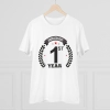 Men's PC Cotton 1st Anniversary Printed T Shirt (Color: White, Thread Count: 180GSM) Men's PC Cotton 1st Anniversary Printed T Shirt (Color: White, Thread Count: 180GSM)