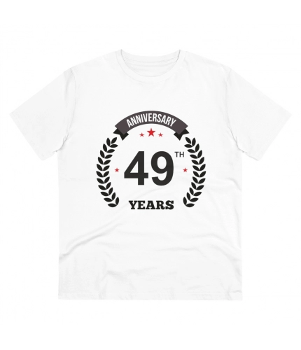 Men's PC Cotton 49th Anniversary Printed T Shirt (Color: White, Thread Count: 180GSM)