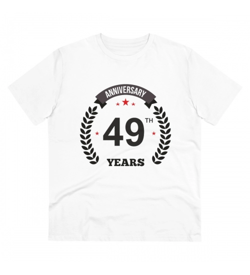 Men's PC Cotton 49th Anniversary Printed T Shirt (Color: White, Thread Count: 180GSM)