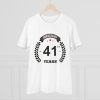 Men's PC Cotton 41st Anniversary Printed T Shirt (Color: White, Thread Count: 180GSM)