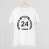 Men's PC Cotton 24th Anniversary Printed T Shirt (Color: White, Thread Count: 180GSM) Men's PC Cotton 24th Anniversary Printed T Shirt (Color: White, Thread Count: 180GSM)