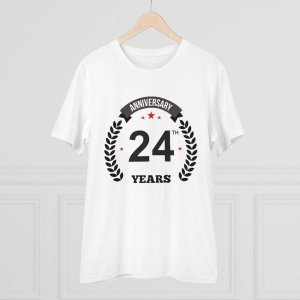Generic Men's PC Cotton 24th Anniversary Printed T Shirt (Color: White, Thread Count: 180GSM)