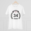 Men's PC Cotton 34th Anniversary Printed T Shirt (Color: White, Thread Count: 180GSM) Men's PC Cotton 34th Anniversary Printed T Shirt (Color: White, Thread Count: 180GSM)