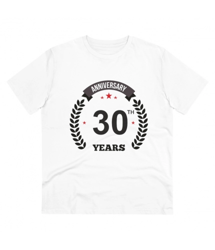 Men's PC Cotton 30th Anniversary Printed T Shirt (Color: White, Thread Count: 180GSM)