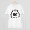Men's PC Cotton 50th Anniversary Printed T Shirt (Color: White, Thread Count: 180GSM)