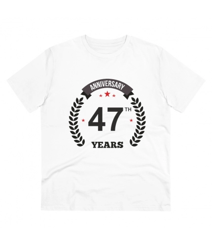 Men's PC Cotton 47th Anniversary Printed T Shirt (Color: White, Thread Count: 180GSM)