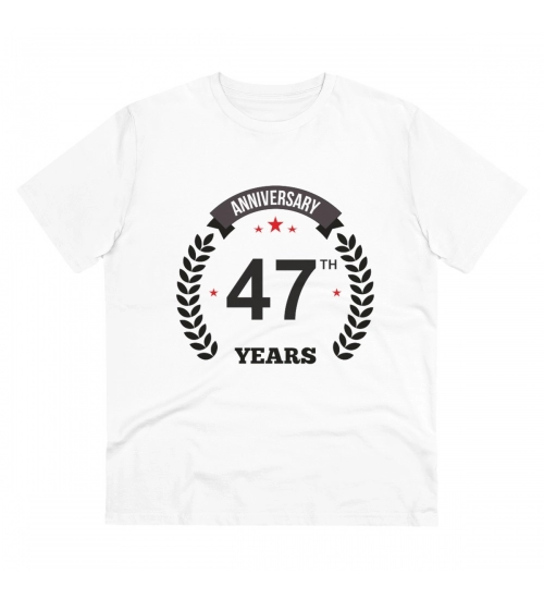 Men's PC Cotton 47th Anniversary Printed T Shirt (Color: White, Thread Count: 180GSM)