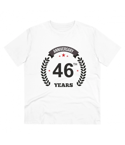 Men's PC Cotton 46th Anniversary Printed T Shirt (Color: White, Thread Count: 180GSM)
