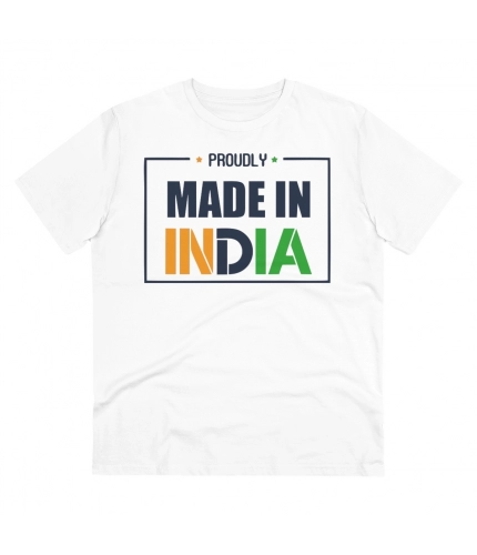 Men's PC Cotton Made In India Printed T Shirt (Color: White, Thread Count: 180GSM)