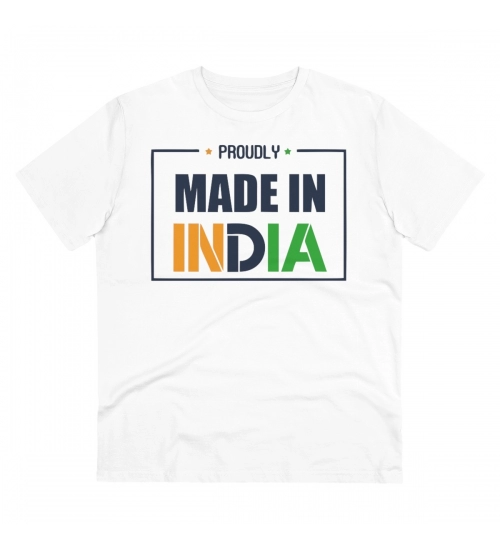 Men's PC Cotton Made In India Printed T Shirt (Color: White, Thread Count: 180GSM)