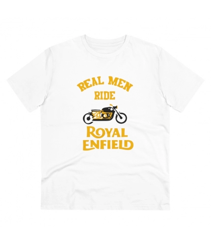 Men's PC Cotton Bike Ride Design Printed T Shirt (Color: White, Thread Count: 180GSM)