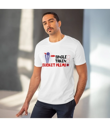 Men's PC Cotton Cricket Design Printed T Shirt (Color: White, Thread Count: 180GSM) Men's PC Cotton Cricket Design Printed T Shirt (Color: White, Thread Count: 180GSM)