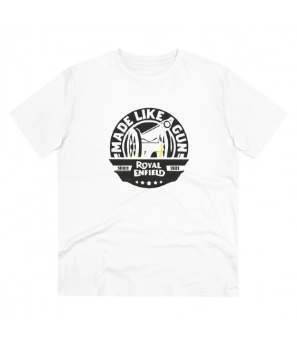 Men's PC Cotton Bike Ride Design Printed T Shirt (Color: White, Thread Count: 180GSM)