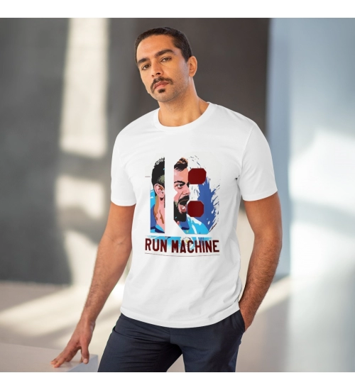 Men's PC Cotton Cricket Design Printed T Shirt (Color: White, Thread Count: 180GSM)