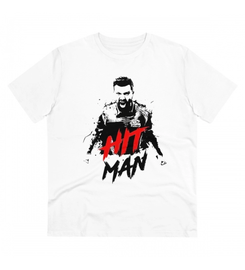 Men's PC Cotton Cricket Design Printed T Shirt (Color: White, Thread Count: 180GSM)