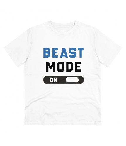 Men's PC Cotton Beast Mode On Printed T Shirt (Color: White, Thread Count: 180GSM)