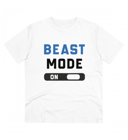 Men's PC Cotton Beast Mode On Printed T Shirt (Color: White, Thread Count: 180GSM)