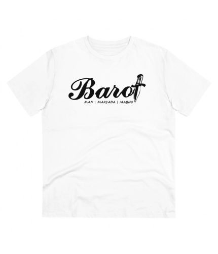 Men's PC Cotton Cast Design Barot Printed T Shirt (Color: White, Thread Count: 180GSM)