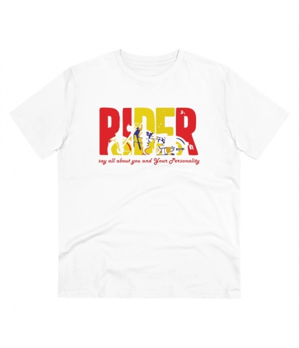 Men's PC Cotton Bike Ride Design Printed T Shirt (Color: White, Thread Count: 180GSM)