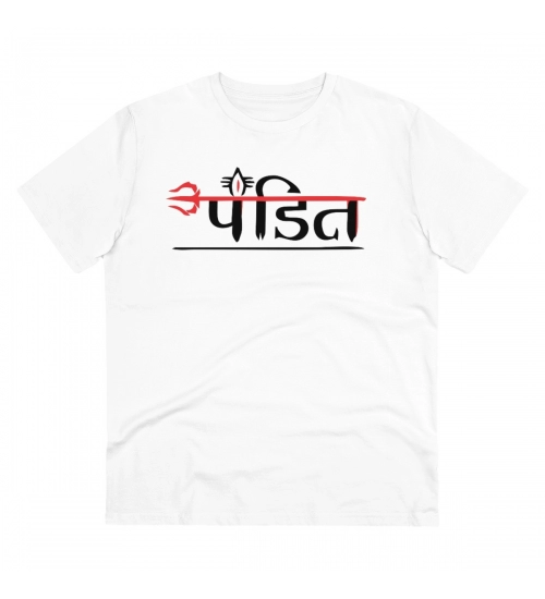 Men's PC Cotton Pandit Printed T Shirt (Color: White, Thread Count: 180GSM)