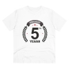 Men's PC Cotton 5th Anniversary Printed T Shirt (Color: White, Thread Count: 180GSM) Men's PC Cotton 5th Anniversary Printed T Shirt (Color: White, Thread Count: 180GSM)