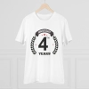 Men's PC Cotton 4th Anniversary Printed T Shirt (Color: White, Thread Count: 180GSM) Men's PC Cotton 4th Anniversary Printed T Shirt (Color: White, Thread Count: 180GSM)