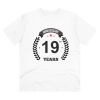 Men's PC Cotton 19th Anniversary Printed T Shirt (Color: White, Thread Count: 180GSM) Men's PC Cotton 19th Anniversary Printed T Shirt (Color: White, Thread Count: 180GSM)