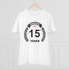 Men's PC Cotton 15th Anniversary Printed T Shirt (Color: White, Thread Count: 180GSM) Men's PC Cotton 15th Anniversary Printed T Shirt (Color: White, Thread Count: 180GSM)