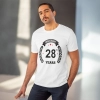 Men's PC Cotton 28th Anniversary Printed T Shirt (Color: White, Thread Count: 180GSM) Men's PC Cotton 28th Anniversary Printed T Shirt (Color: White, Thread Count: 180GSM)