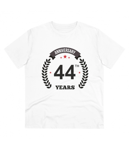 Men's PC Cotton 44th Anniversary Printed T Shirt (Color: White, Thread Count: 180GSM)